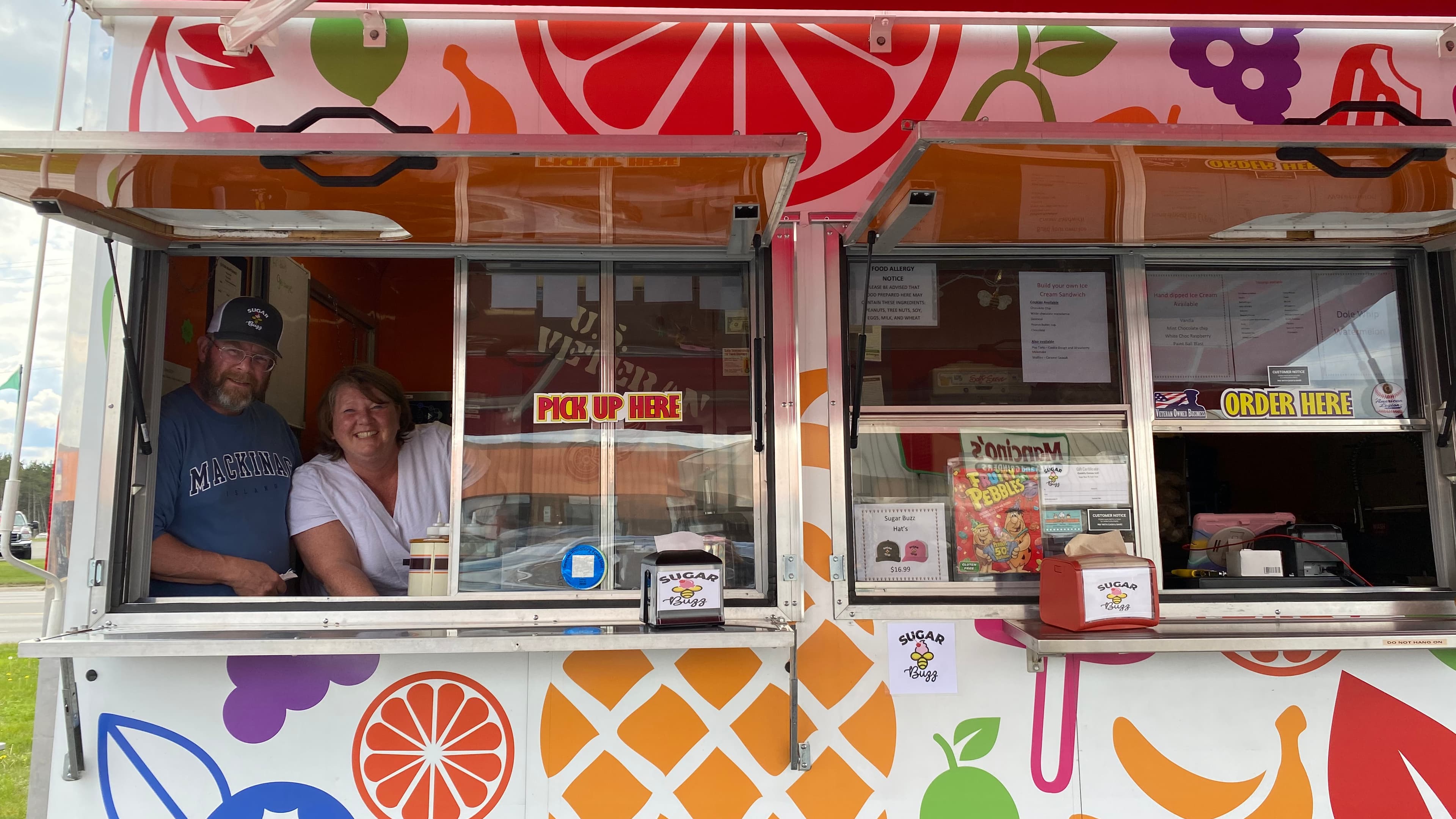 Owners Lee and Daphne running one of the        Sugar Buzz trucks.